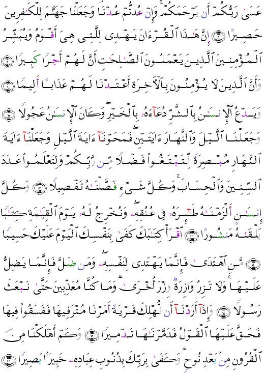 (الإسراء - Al-Isrâ’-283) وكل انسان الزمناه طائره في عنقه ونخرج له يوم القيامة كتابا يلقاه منشورا  